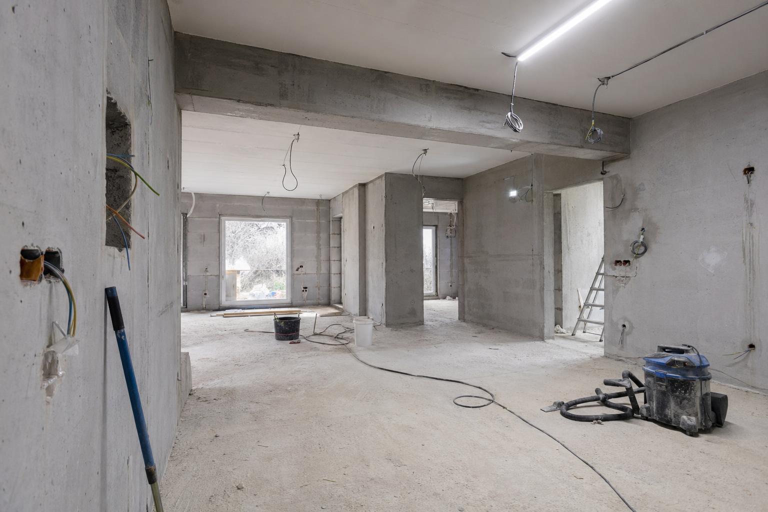 Wohnraum vor und nach Elektroinstallation – Vorher